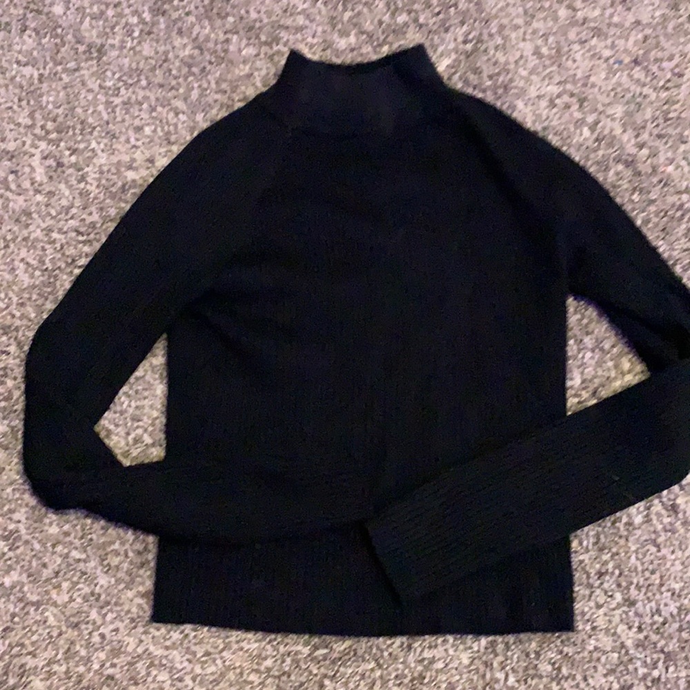 Mock neck Ribbed Black sweater